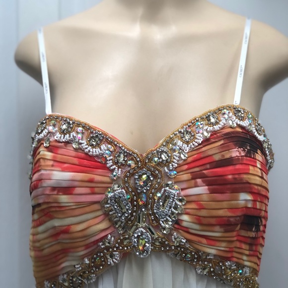 Cachet sweetheart neckline gemstone chiffon dress - Picture 4 of 8